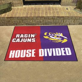 UL-Lafayette / LSU House Divided Rug 33.75"x42.5"