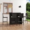 vidaXL 5 Piece Patio Bar Set with Cushions Black