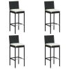 vidaXL 5 Piece Patio Bar Set with Cushions Black