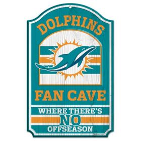 Miami Dolphins Wood Sign - 11"x17" Fan Cave Design