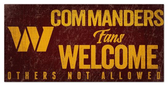 Washington Commanders Sign Wood 12x6 Fans Welcome Design