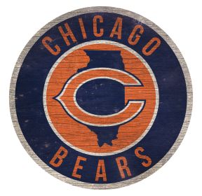 Chicago Bears Sign Wood 12 Inch Round State Design