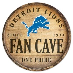 Detroit Lions Sign Wood 14 Inch Round Barrel Top Design