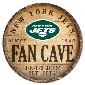 New York Jets Sign Wood 14 Inch Round Barrel Top Design