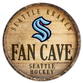 Seattle Kraken Sign Wood 14 Inch Round Barrel Top Design - Special Order