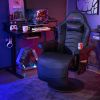 Massage Video Gaming Recliner Chair with Adjustable Height-Black - Color: Black