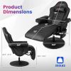 Massage Video Gaming Recliner Chair with Adjustable Height-Black - Color: Black