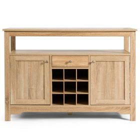 Server Buffet Sideboard With Wine Rack and Open Shelf-Natural - Color: Natural