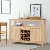 Server Buffet Sideboard With Wine Rack and Open Shelf-Natural - Color: Natural