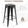 30 Inch Bar Stools Set of 4 with Square Seat and Handling Hole-Black - Color: Black