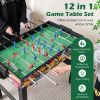 12-in-1 Combo Game Table Set with Foosball Air Hockey Pool Chess and Ping Pong - Color: Multicolor