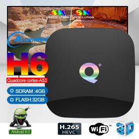 Android TV BOX Q plus 2/4GB+16/32/64GB Android 9.0 TV Box Support Smart TV Bluetooth WiFi (Flash Memory: 4+32GB)