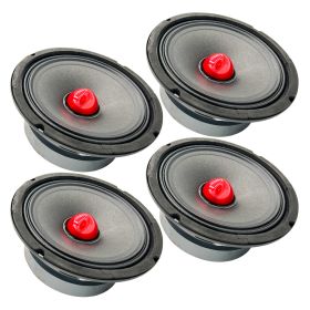 5 CORE 8 Inch Mid-Range Bullet Pro Audio Car Speaker, Red Aluminium Bullet (size: 4PCS MR 6.5 BLT R 8oHM)