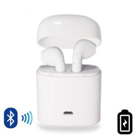 Dual Chamber Wireless Bluetooth Earphones With Charging Box (Color: White)