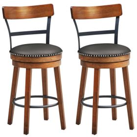 25.5-Inch 360-Degree Bar Swivel Stools with Leather Padded (Quanlity: 2)